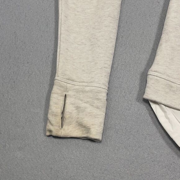 Athleta Roamer Sweatshirt Medium‎ Heathered Beige Oatmeal Zipper Back Layered - Picture 10 of 11